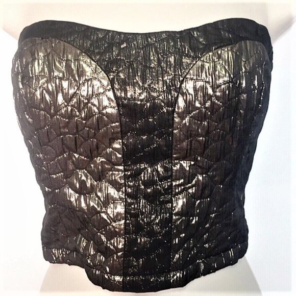 Metallic Gold Tube Top with Zip Back - Picture 6 of 6